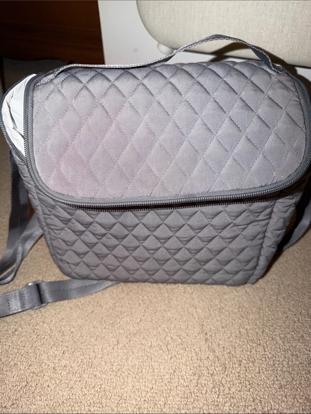 Vera Bradley Quilted Gray Crossbody Lunch Bag